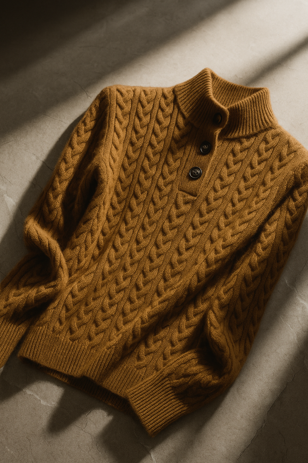 Arden Button-Up Cashmere Blend Cable-Knit Slim Fit Sweater