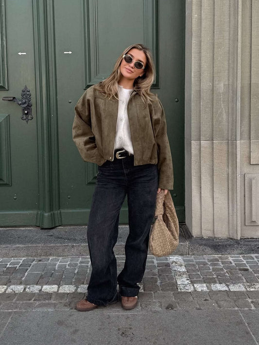 Lara | Suede Bomber Jacket - detail 01