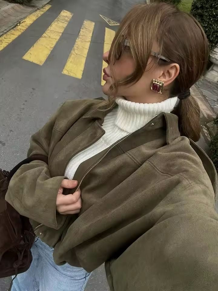 Lara | Suede Bomber Jacket - detail 04