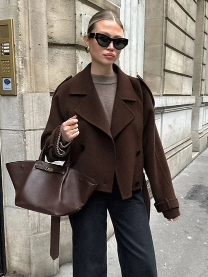 Camille | Brown Blend Cropped Trench Jacket