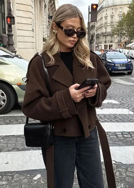 Camille | Brown Blend Cropped Trench Jacket
