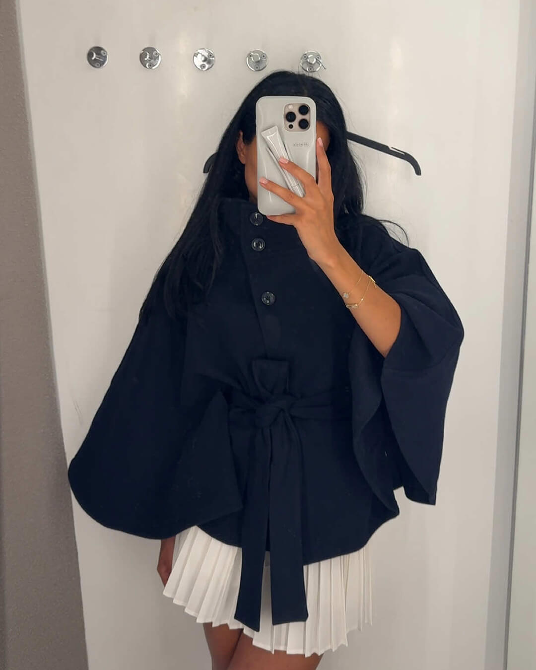 Chloe | High-Neck Belted Cape Jacket