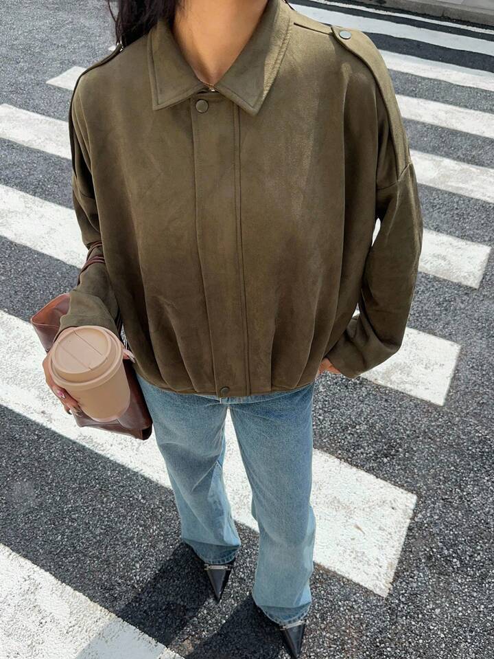 Lara | Suede Bomber Jacket - detail 05