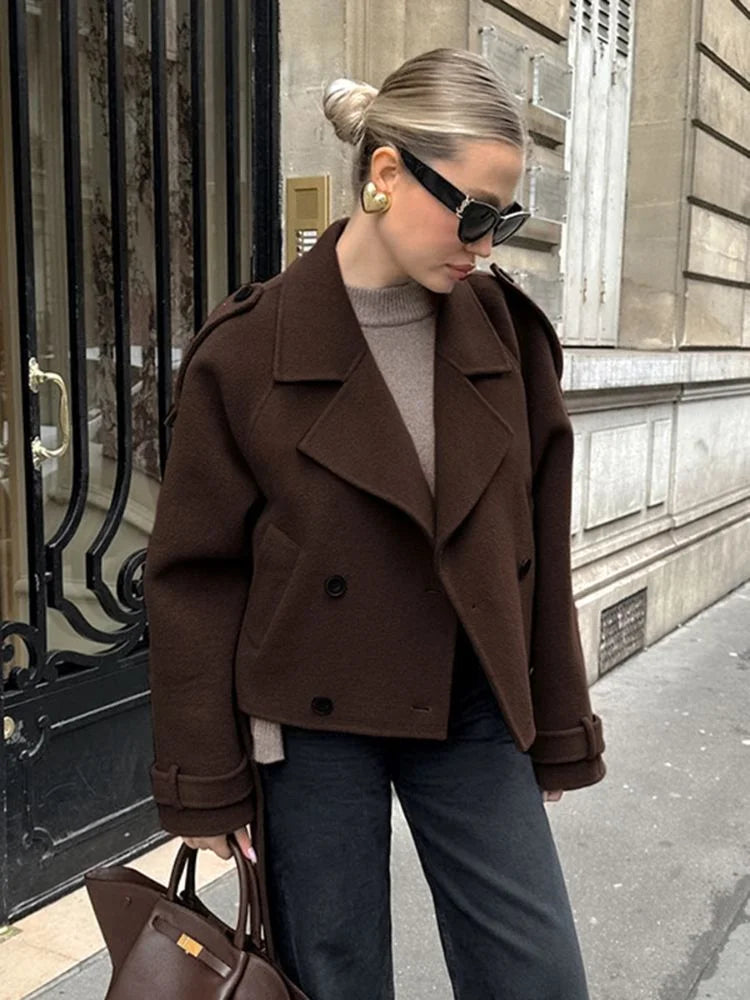 Camille | Brown Blend Cropped Trench Jacket
