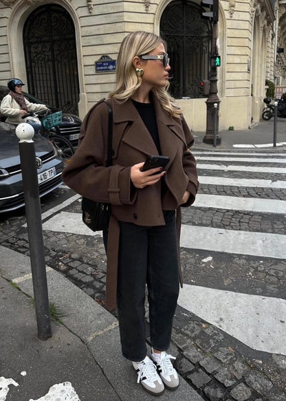 Camille | Brown Blend Cropped Trench Jacket