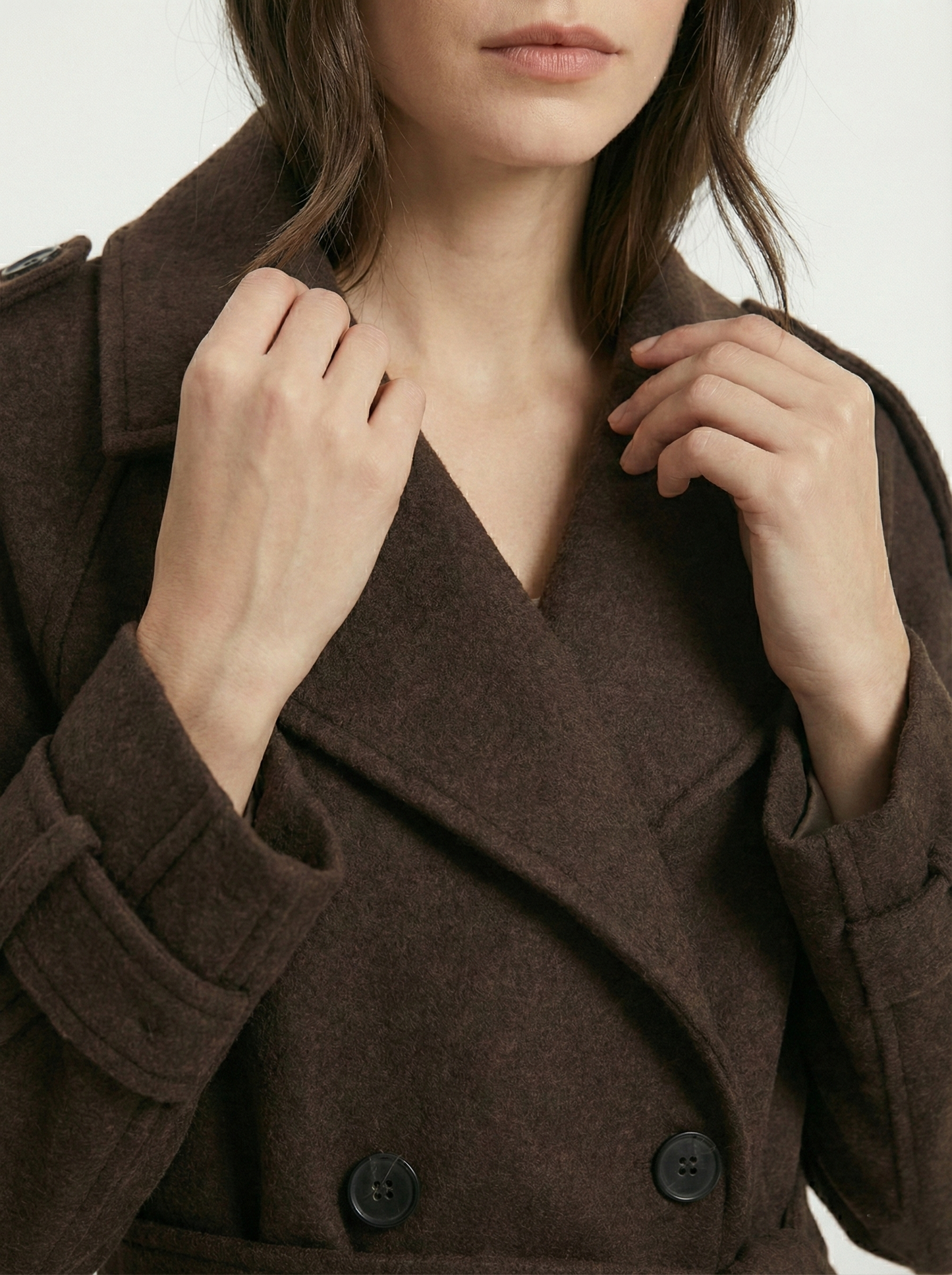 Camille | Brown Blend Cropped Trench Jacket