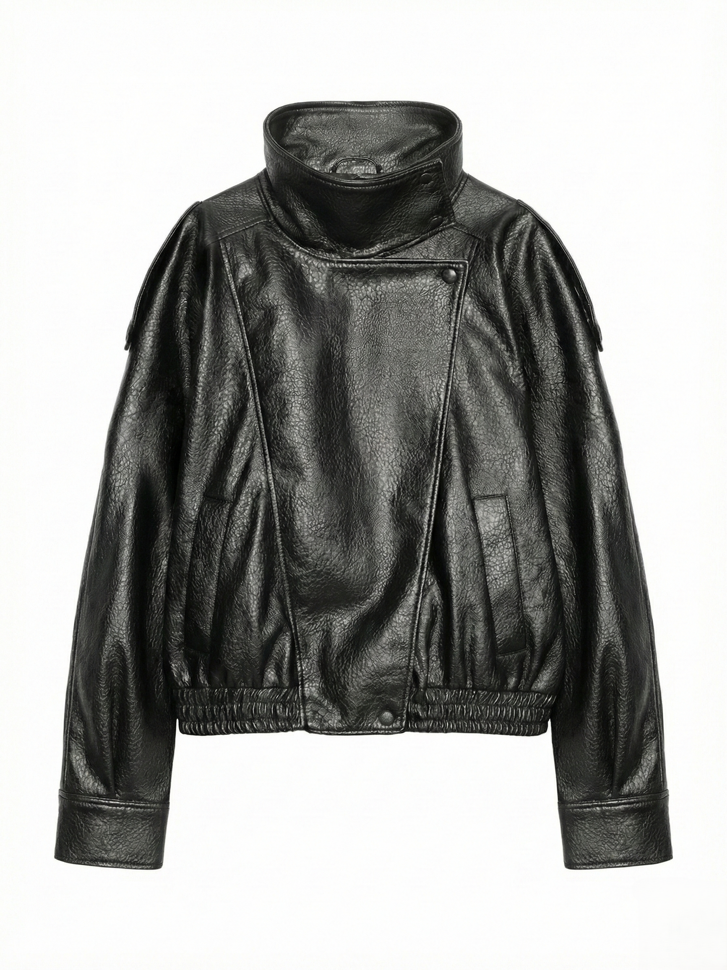 Felicia | Oversized High-Neck Faux Leather Jacket