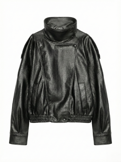 Felicia | Oversized High-Neck Faux Leather Jacket