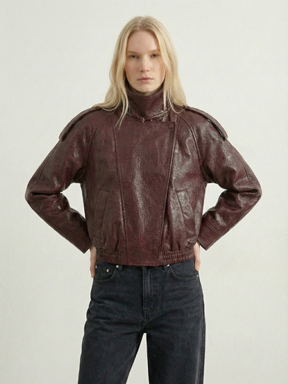 Felicia | Oversized High-Neck Faux Leather Jacket