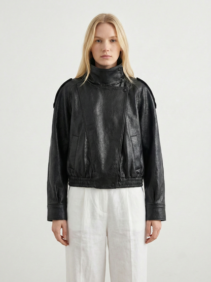 Felicia | Oversized High-Neck Faux Leather Jacket