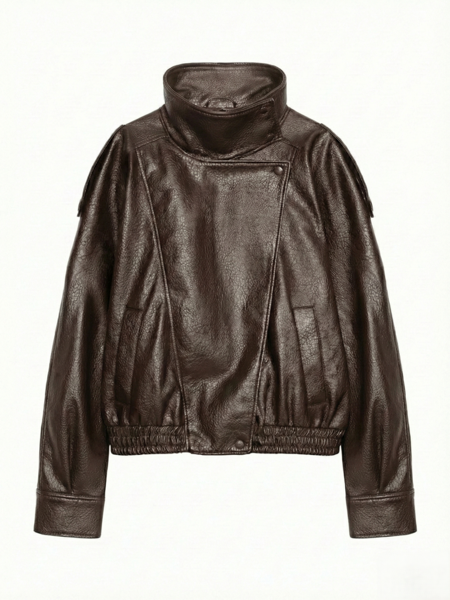 Felicia | Oversized High-Neck Faux Leather Jacket