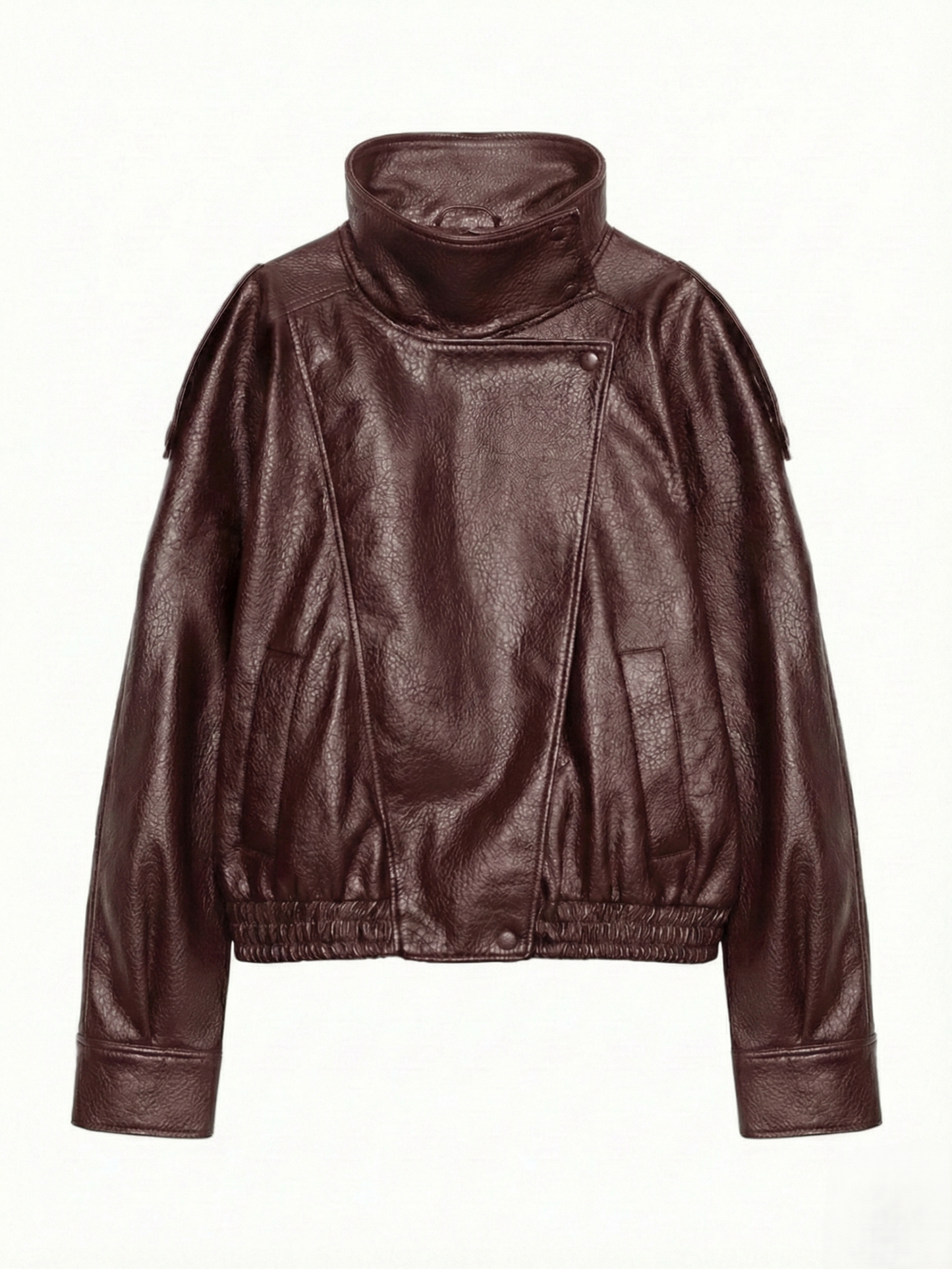 Felicia | Oversized High-Neck Faux Leather Jacket
