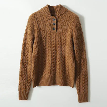 Arden Button-Up Cashmere Blend Cable-Knit Slim Fit Sweater