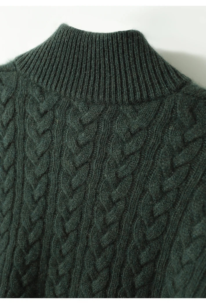 Arden Button-Up Cashmere Blend Cable-Knit Slim Fit Sweater
