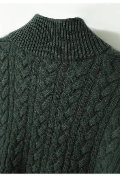 Arden Button-Up Cashmere Blend Cable-Knit Slim Fit Sweater