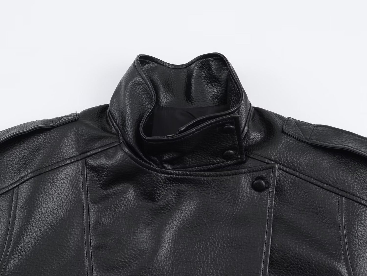 Felicia | Oversized High-Neck Faux Leather Jacket