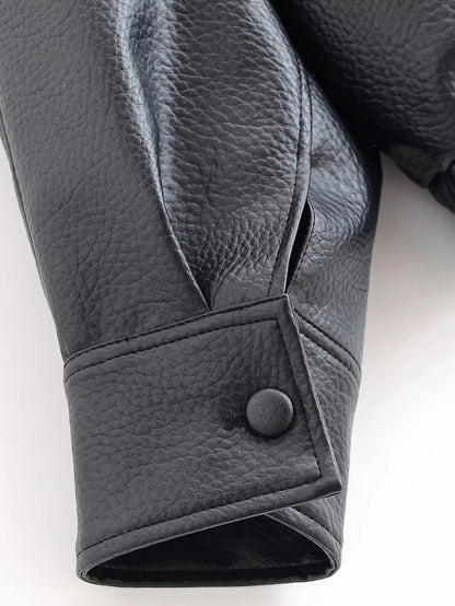 Felicia | Oversized High-Neck Faux Leather Jacket