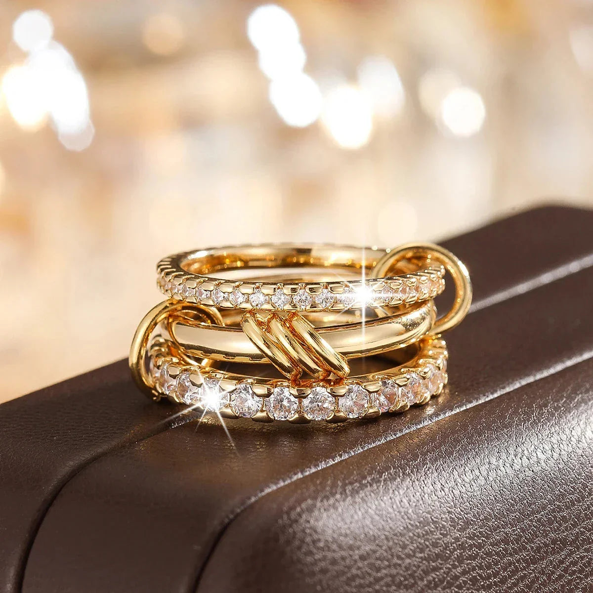 Golden Aura – Hypoallergenic Women’s Ring with Zirconia