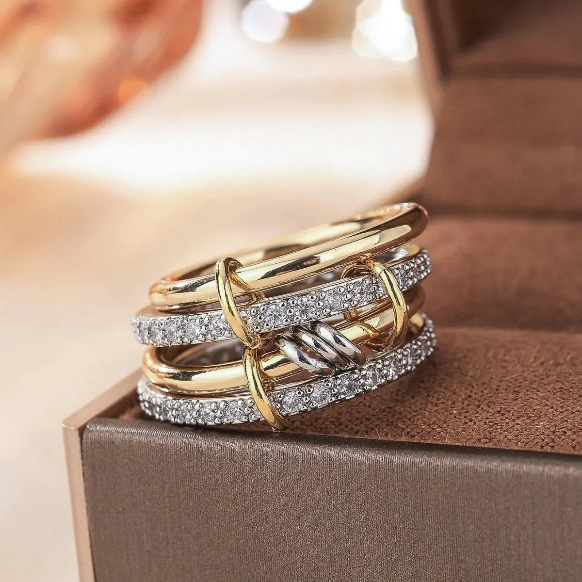Golden Aura – Hypoallergenic Women’s Ring with Zirconia