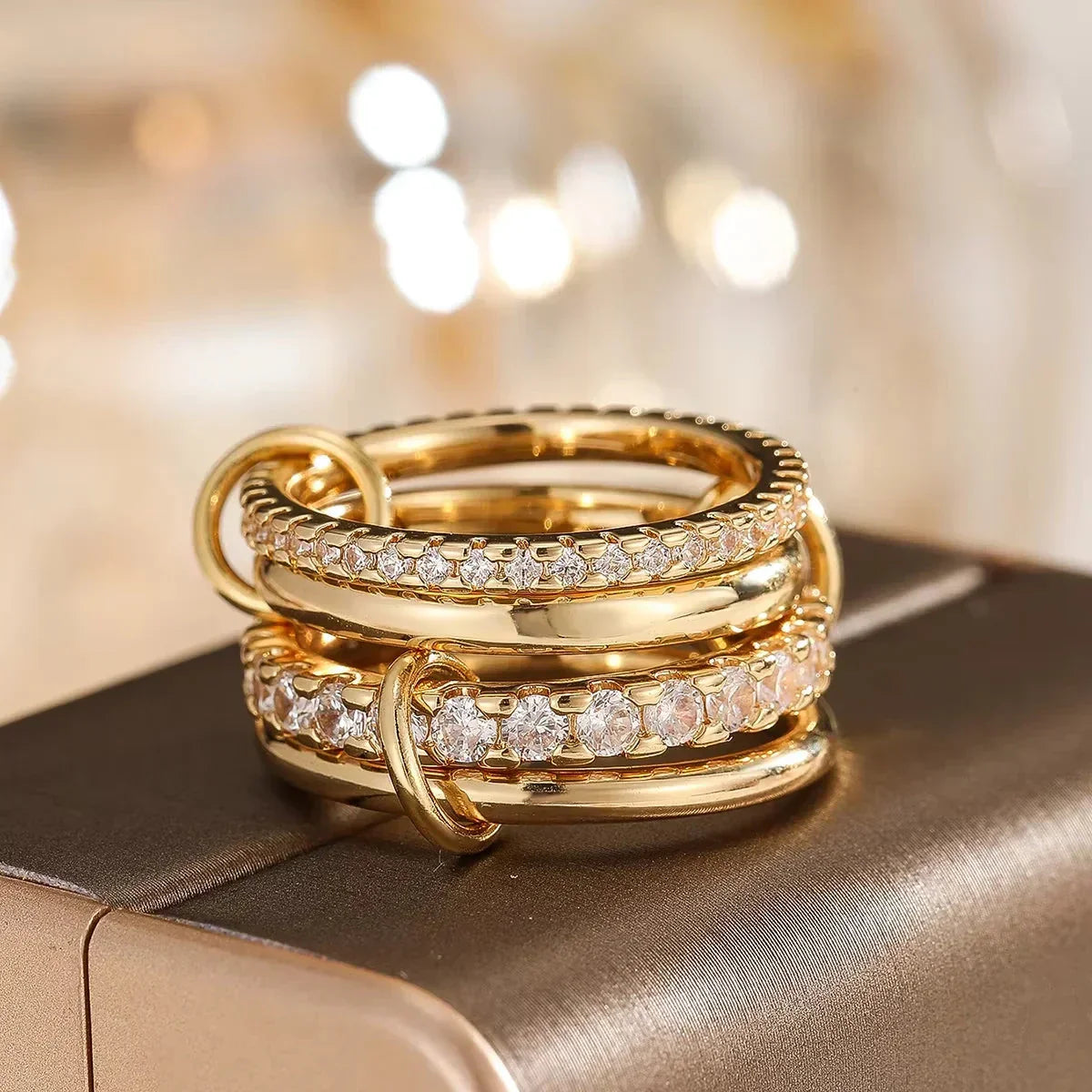 Golden Aura – Hypoallergenic Women’s Ring with Zirconia