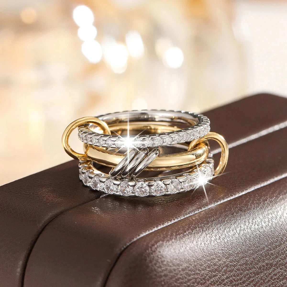 Golden Aura – Hypoallergenic Women’s Ring with Zirconia