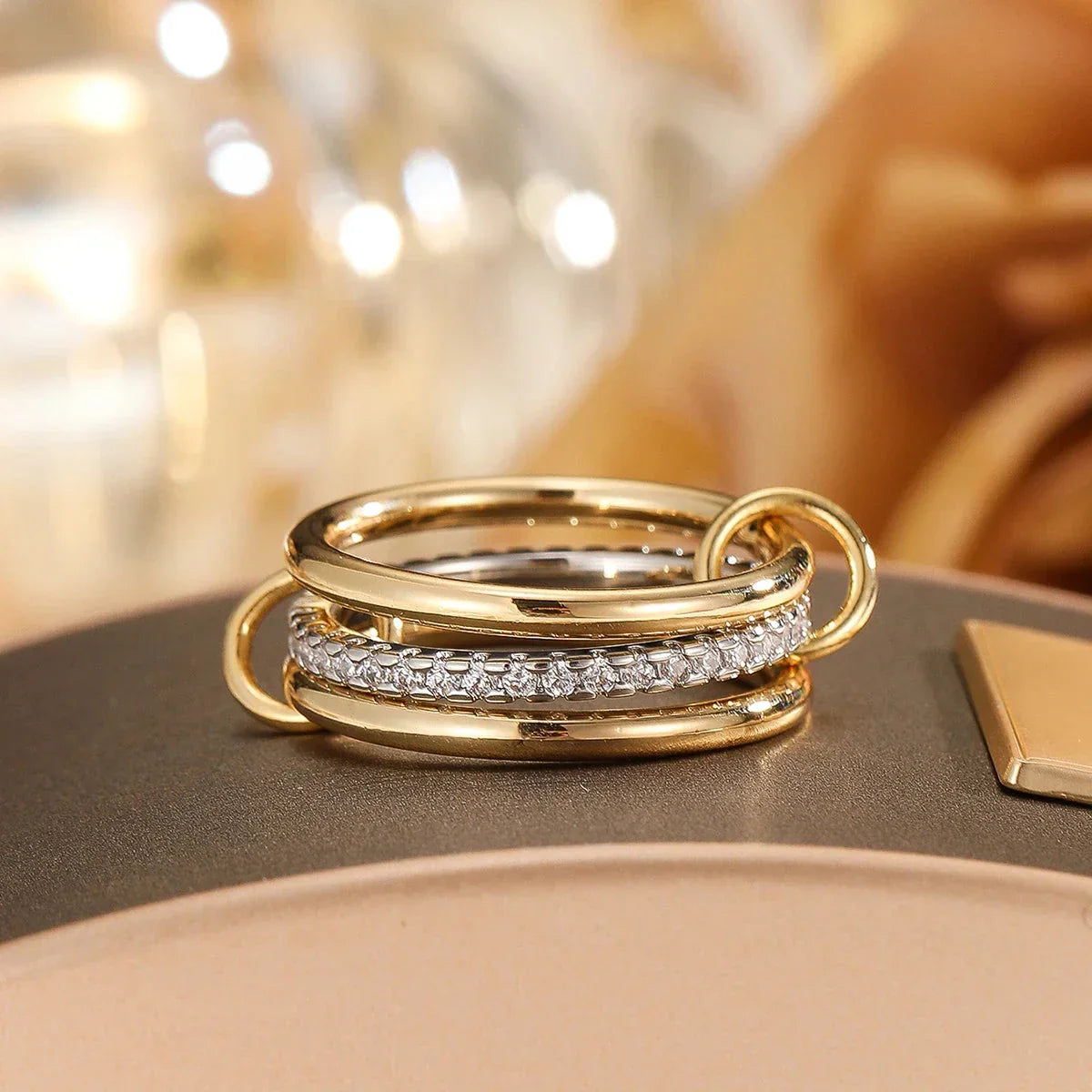 Golden Aura – Hypoallergenic Women’s Ring with Zirconia