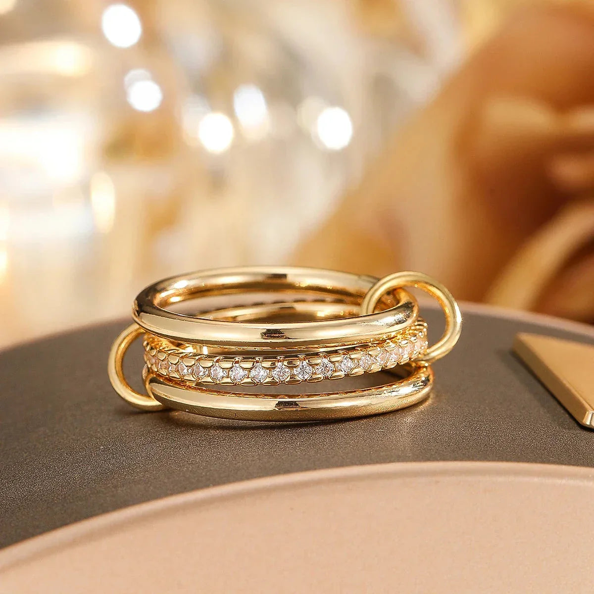 Golden Aura – Hypoallergenic Women’s Ring with Zirconia