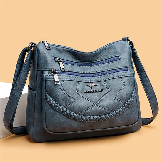 Luxury Soft Leather Crossbody Shoulder Bag - main view