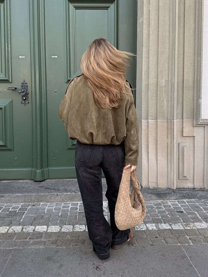 Lara | Suede Bomber Jacket