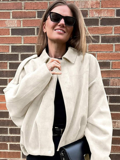 Lara | Suede Bomber Jacket